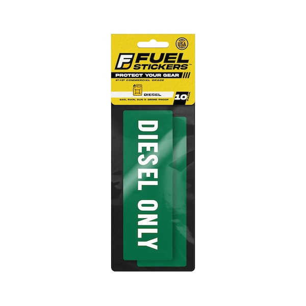 Diesel Sticker, Fuel Tanks & Heavy Equipment, Hvy-Dty Label, Green/White, 6''x2'', 10PK
